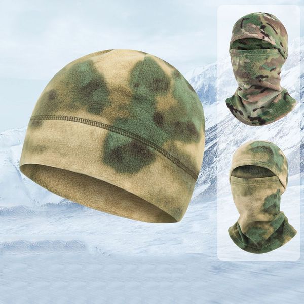 Gorro/bonés de caveira estilo camuflagem velo balaclava chapéus capacete boné ao ar livre manter quente à prova de vento balaclava máscara de esqui boné masculino tático caminhadas snowboard