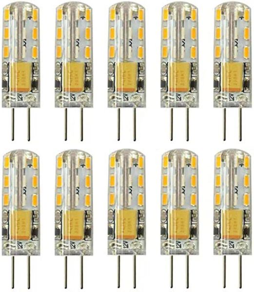 10 pz G4 LED Lampadine JC Bi-Pin Base Lights 2 W 12 V 10 W-20 W T3 Lampada alogena di ricambio Paesaggio (Bianco caldo 3000 K)