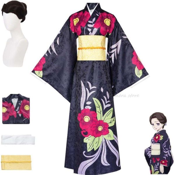 Cosplay Anime Dämon Slayer Tamayo Cosplay Kostüm Kimetsu Keine Yaiba Perücke Japanischen Druck Kimono Haori Japaner Frau Halloween Anzug