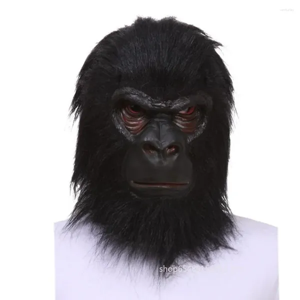 Fontes de festa Gorilla Máscara Chimpanzé Cabeça Máscaras Adulto Rosto Cheio Engraçado Animal Macaco Látex Preto Halloween Natal Carnaval Presentes