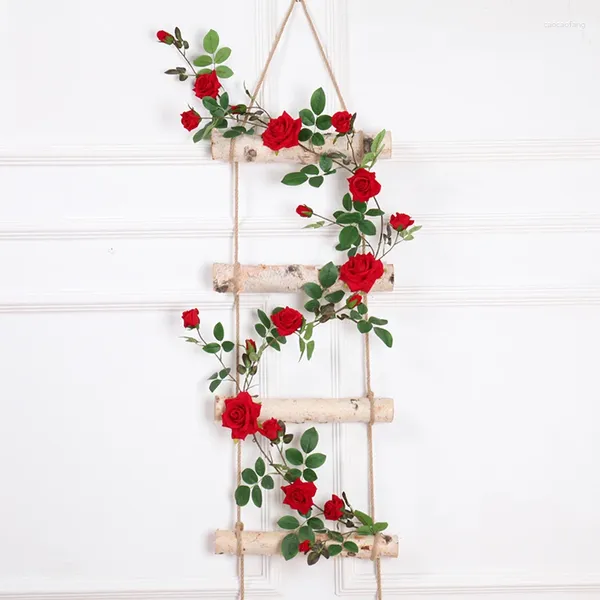 Flores decorativas 177cm artificial guirlanda rosas de seda videira pendurado hera corda flor de plástico parede casa festa de casamento decorações de natal