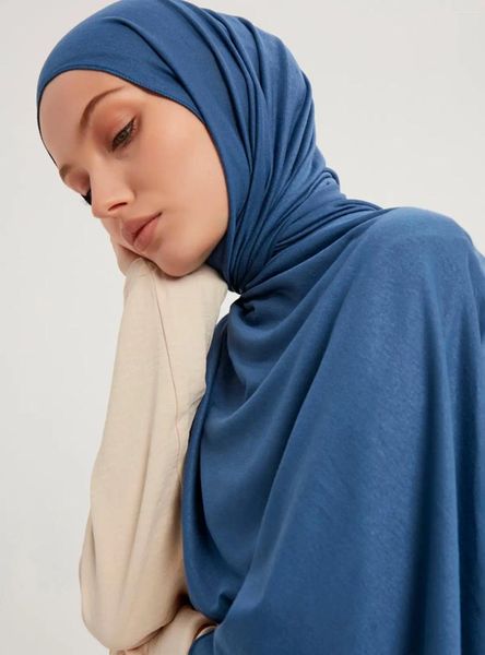 Abbigliamento etnico 2PCS Lungo Hijab Musulmano Modale Jersey di Cotone Sciarpa Morbido Turbante Testa Avvolge Sciarpe Hijab Per Le Donne Africa fascia