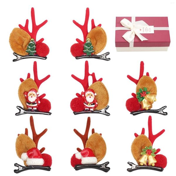 Haarschmuck 8PCS Weihnachtsclips Niedliche Hirschohren Haarnadel für Frauen Mädchen Weihnachtsmann Schneemann Haarspangen Kopfbedeckung Großhandel