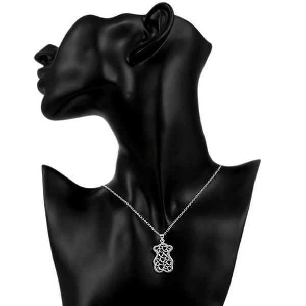 Damen kleine Bärenform hohl Anhänger Halskette Sterling Silber vergoldet Halskette STSN770 Mode 925 Silber Necklace241t