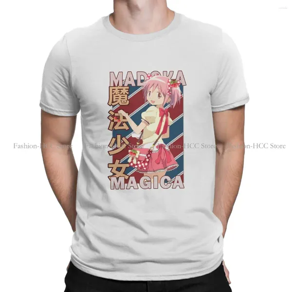 Homens Camisetas Madoka Kaname Retro Azul Vermelho Design Clássico Camiseta Especial Puella Magi Magica Anime Hip Hop Presente Idéia Camisa Coisas