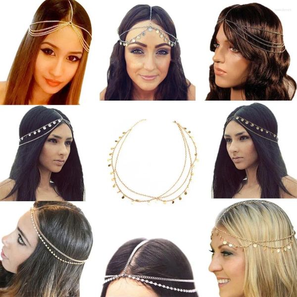 Заколки для волос в богемном стиле, ювелирные изделия для вечеринки, свадьбы, Vantage, корона, металлическая кисточка, женская цепочка на голову, повязка на голову, головной убор SMR88