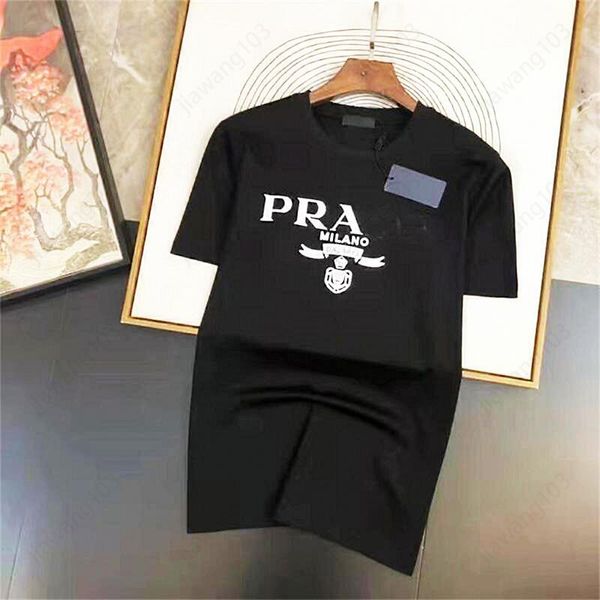 Pradt-shirt Verão Mens Designer Tees Casual Homem Mulheres Solto Adicionar Algodão EUA Tamanho S-XXXXXL T-shirt com Letras Imprimir Mangas Curtas Top Venda Luxo Homens Camiseta 341