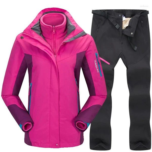 Outdoor-Jacken W Winter Skianzug Frauen Wanderjacke Hosen verdicken warme winddichte wasserdichte Schnee-Ski- und Snowboard-Sets