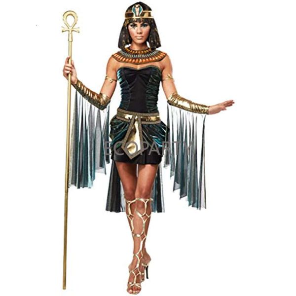 Cosplay Halloween Frauen Erwachsene Kostüm Anzug Damen Kleid Abschlussball Cosplay Kopfbedeckung Goldener ägyptischer Pharao Kleopatra Party Clothingcosplay