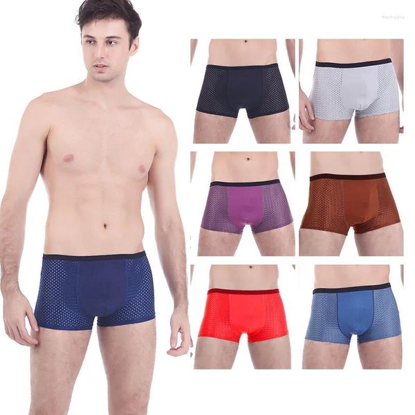 Mutande 5XL Intimo Uomo Ghiaccio Seta Boxer stretti Uomo Boxer di grandi dimensioni Hombre Mutandine fresche estive da uomo lunghe per la maglia