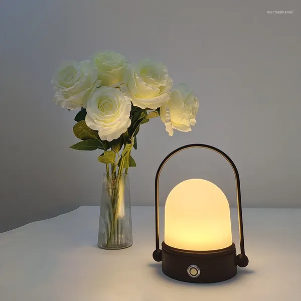 Tischlampen Tragbare LED-Lampe Nordic Einfache Nachttischlampe Camping Outdoor Wasserdicht Notfall Innen Moderne Beleuchtung USB-Aufladung