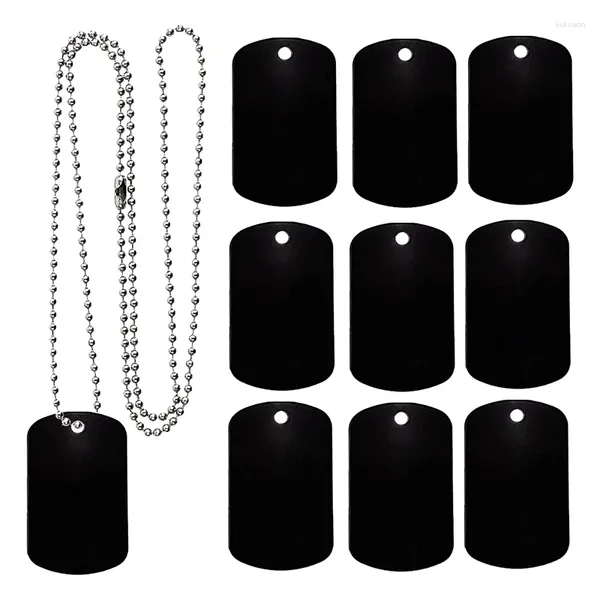 Dog Tag 25 Pack Etiquetas em branco de alumínio para gravação a laser com 24 polegadas de corrente de bola de aço inoxidável preta