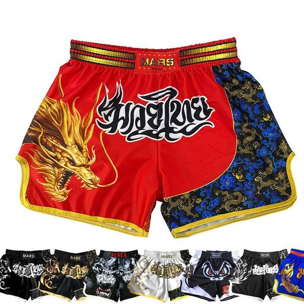 Shorts de boxe muay thai shorts homens e mulheres roupas de luta treinamento de artes marciais fitness luta mma calças de boxe q1231317w