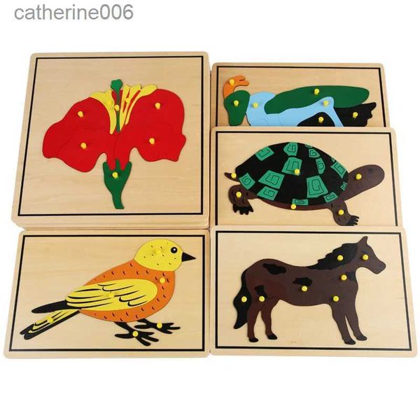 Puzzle Giocattolo per bambini Montessori Botanica Puzzle Cultura scientifica Materiali per i più piccoli Piante Animali Puzzle Educazione prescolare Giocattoli in legnoL231025