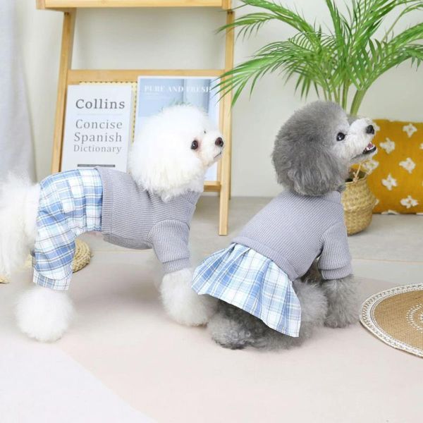 Abbigliamento per cani Coppie di animali domestici Abiti Abiti Gonna per il tempo libero Tute piccole Tessuto di cotone Moda Dolce gattino Cappotto per cuccioli Accessori per barboncino