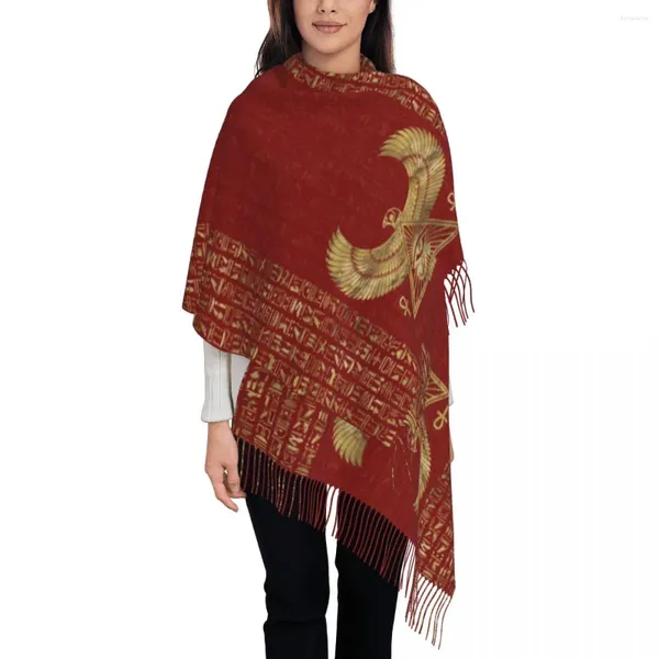 Lenços lenço feminino com borla olho de horus grande inverno quente xale e envoltório egípcio antigo egito desgaste diário pashmina