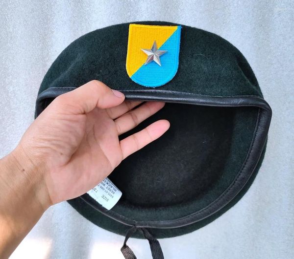 Береты 8-я группа спецназа армии США Шерстяной черновато-зеленый берет ОДНА ЗВЕЗДА БРИГАДИНЫЙ ГЕНЕРАЛЬНЫЙ РАНГ Реконструкция Военная шляпа 1963-1972 гг.