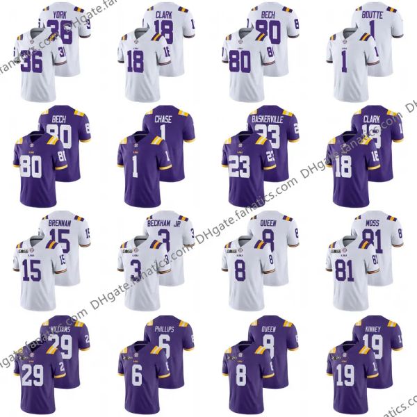 Travin Dural NCAA Lsu Tigers College Football Maglia personalizzata Jarvis Landry Chase Joe Burrow Justin Jefferson Clyde Edwards Helaire Derrius Gu