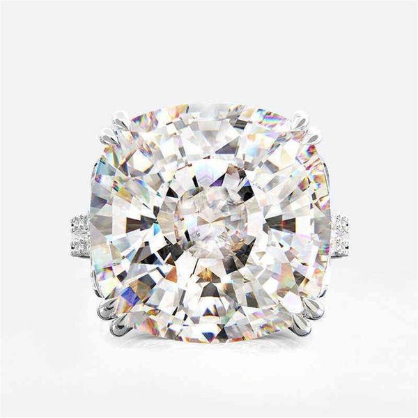 Anello con diamante Moissanite da 10 ct taglio cuscino Anello in argento sterling 925 originale al 100% con fedi nuziali di fidanzamento per le donne Gioielli232G