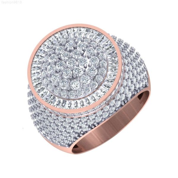 Anel de diamante estilo hip-hop para homens em ouro branco rosa 10kt em diamante natural redondo Vvs à taxa do fabricante