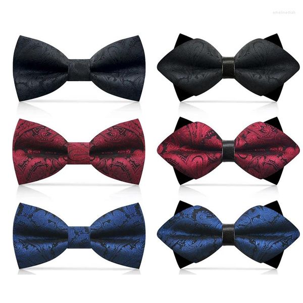 Bow Ties Veektie Marka Kore tarzı retro baskı Resmi Bowties Erkekler için Düğün Damatlar Sağdıçlar Kanat Koyu Mavi Siyah Paisley