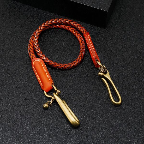 Chaveiros Lanyards Clássico Punk Estilo Genuíno Couro Biker Chaveiro Jeans Cadeia Handmade Carteira Cadeia Cintura Corrente Homens Rock Roupas Acessórios 231025