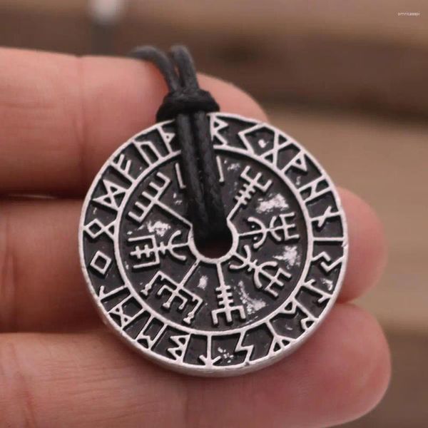 Colares Pingente Viking Elder Futhark Odin Martelo Bússola Colar Talismã Pagan Amuleto Vegvisir Escandinavo Nórdico Presente