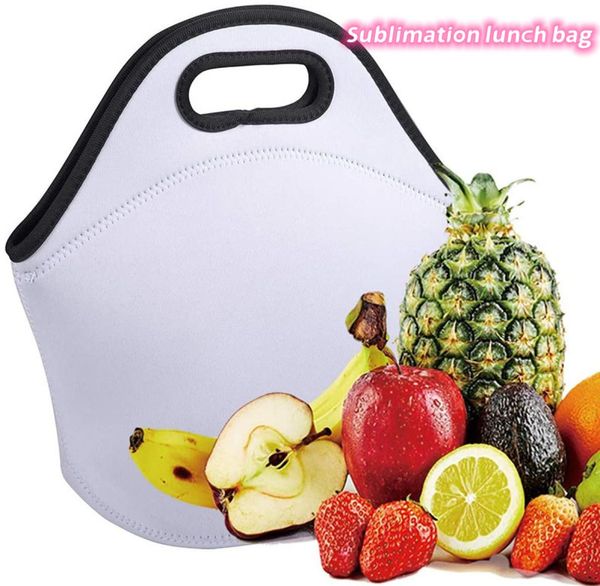 Borsa per il pranzo in neoprene per sublimazione Borse per isolamento per studenti fai da te in bianco Borsa per il pranzo impermeabile con cerniera per adulti Bambini Z116874993