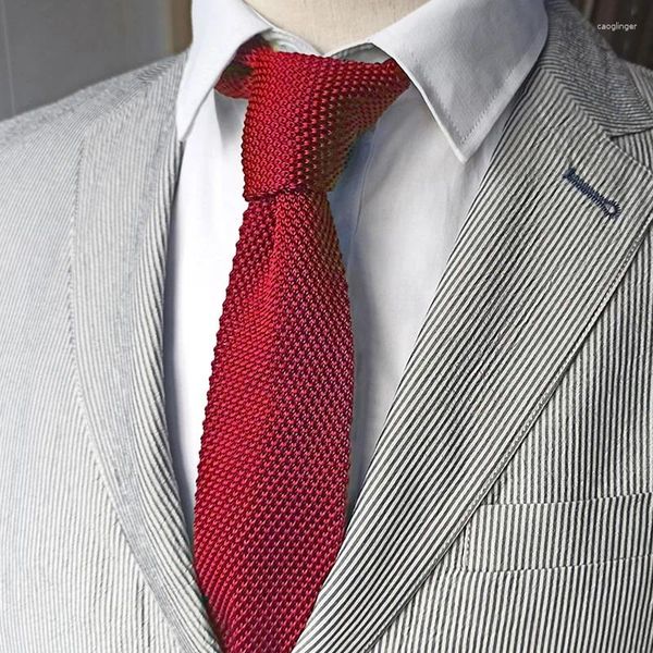 Laços masculinos coloridos de malha de cor sólida gravata estreita estreita magro tecido simples gravatas cravate