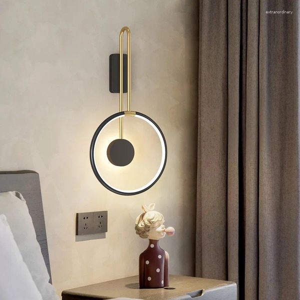 Настенный светильник, креативные светодиодные прикроватные светильники для спальни, современный простой свет, роскошный скандинавский фон для гостиной, коридора, прохода