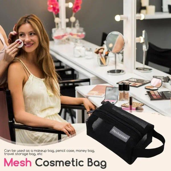 Aufbewahrungstaschen, Netz-Make-up-Tasche, Reißverschluss, Geldbörse, Organizer, Reisetasche, Mehrzweck, 1 Stück, Damen, klein, groß, Kosmetik