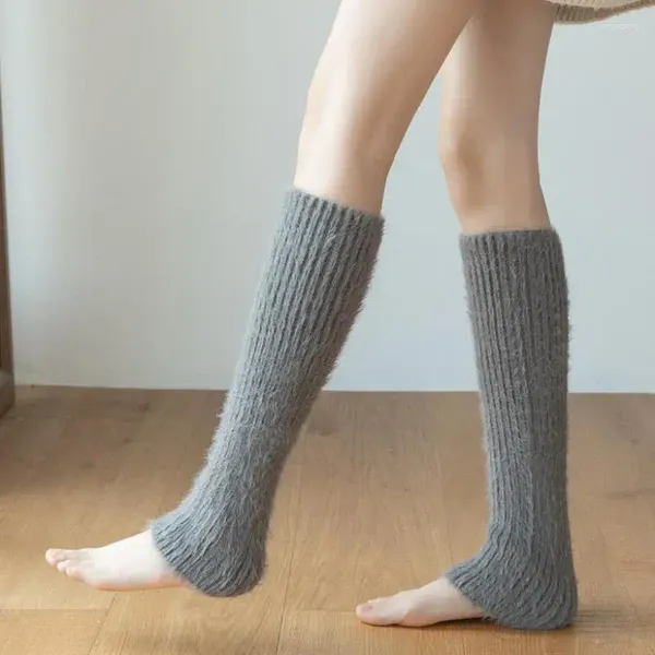 Kadın Çoraplar Kalınlaştırılmış Tüy İplik Sonbahar ve Kış için Kaşmir Yığın Koreli Kadın Beyaz Diz Sıcak Bacak Önyükleme