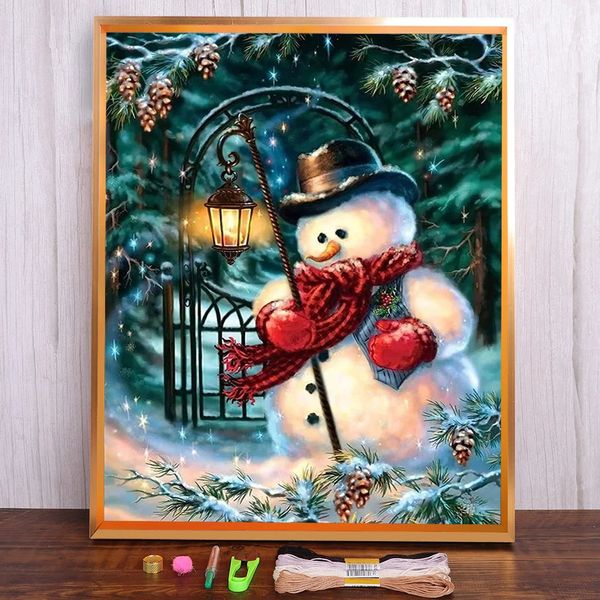 Dipinti Palla di Natale con neve Tela stampata 11CT Punto croce Modelli di ricamo fai da te DMC Fili per maglieria Cucito Mulina 231024