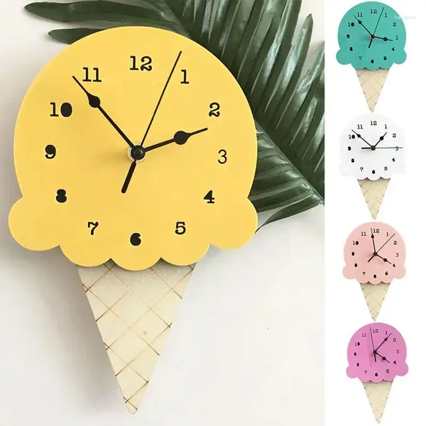 Wanduhren 2024 Modernes Design Große Uhr 3D DIY Eiscreme Form Mode Uhren Spiegel Wohnzimmer Dekoration