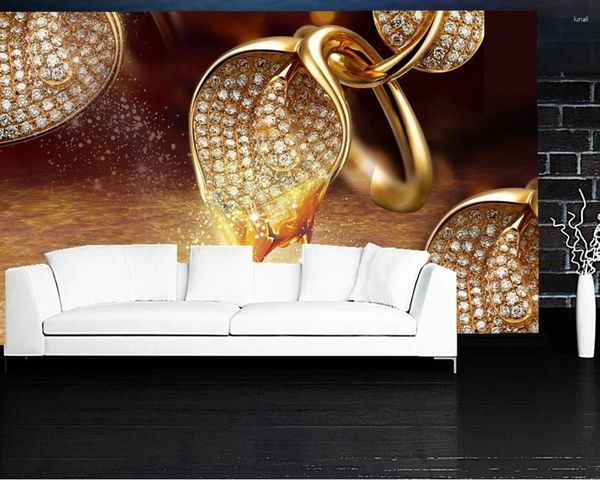 Wallpapers ouro calla diamante jóias flor 3d papel de parede sala estar tv sofá quarto papéis decoração casa café