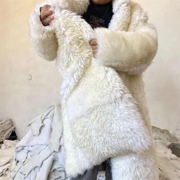 Мужская теплая зимняя куртка из искусственного меха из натуральной шерсти с утолщенными длинными волосами из натурального овечьего меха со встроенной внутренней подкладкой из овчины для мужчин и женщин 231024