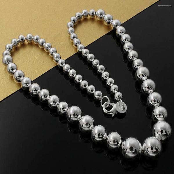 Correntes bonito 925 prata esterlina suave contas colar para mulheres homens designer jóias encantos clássico moda festa presentes de casamento