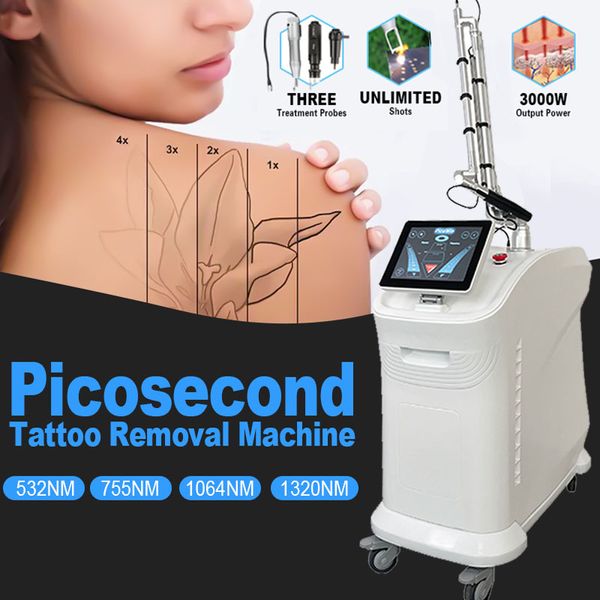 1064nm 532nm 755nm 1320nm Picosecond Laser Equipamento de beleza Tatuagem Sobrancelha Pigmento Remoção Acne Tratamento Boneca de rosto preto Máquina de clínica de beleza