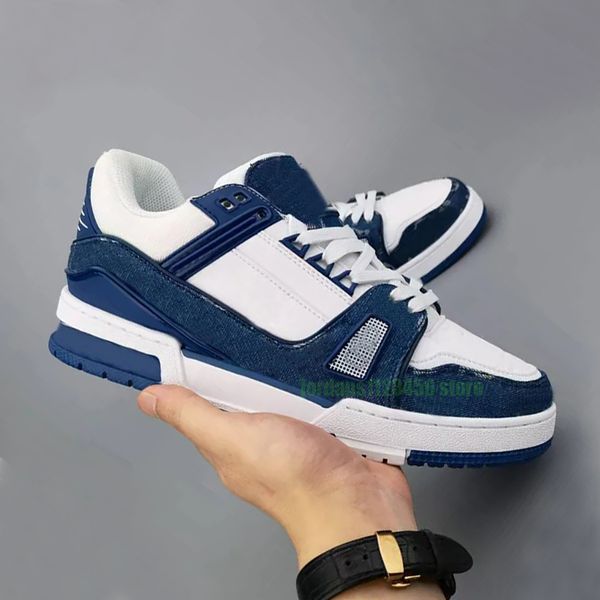 Sneakers casual di design di lusso logo lettera stampa scarpe sportive da allenatore denim low top uomo donna allacciatura paio di scarpe da tavolo