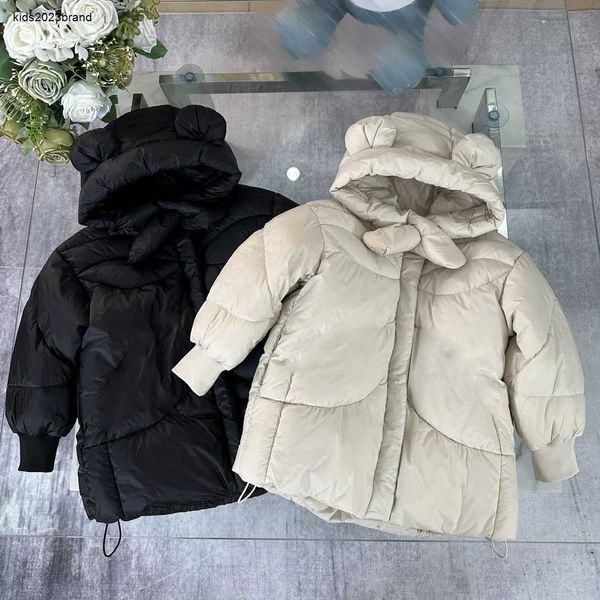 Novo recém-nascido jaqueta para baixo cor sólida crianças roupas de inverno tamanho 100-150 bonito urso orelha decoração crianças casaco oct25