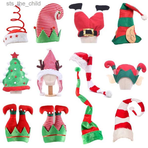 Beanie/Kafatası Kapakları 2020 Noel Şapkası Peluş Elf Santa Hat Sevimli Stripes Karikatür Yaratıcı Türkiye Şapkaları Yeni Yıl Noel Partisi Süs Dekorasyon Propl231025