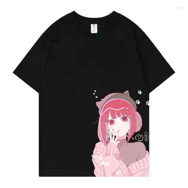 Erkekler tişörtleri oshi no ko anime erkekler kadınlar mektup hip hop t-shirtler kısa kollu hoshino ai arima kana cosplay kostüm moda üstleri tees