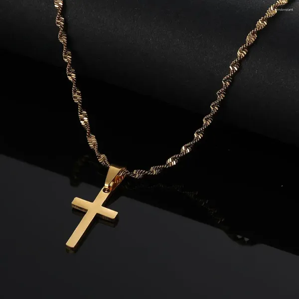 Ожерелья с подвесками из нержавеющей стали, модные маленькие крестики золотого цвета для женщин и мужчин, ювелирные изделия на цепочке