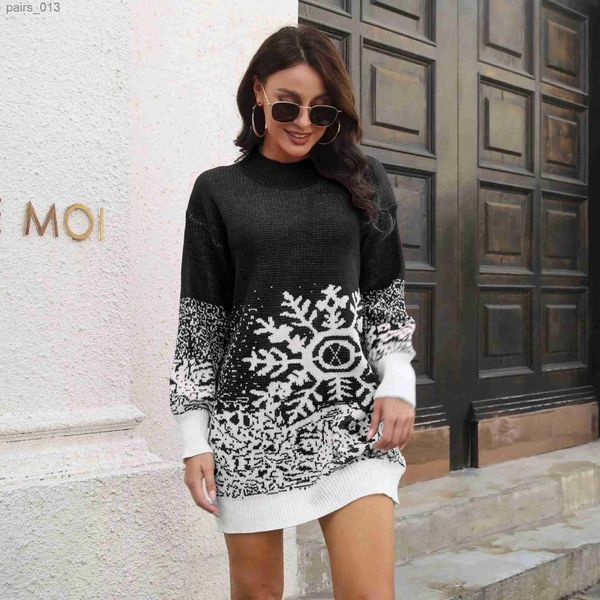 Abiti casual di base Abito natalizio per le donne Abbigliamento invernale autunnale Manica lunga Pullover lavorato a maglia Party Bodycon Mini Abiti di Capodanno YQ231025