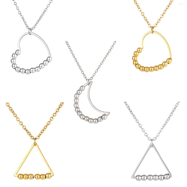 Halsketten mit Anhänger, 304 Edelstahl-Gliederkette, Anti-Stress-Angst-Halskette, frei drehbar, für Damenschmuck, 45 cm lang, 1