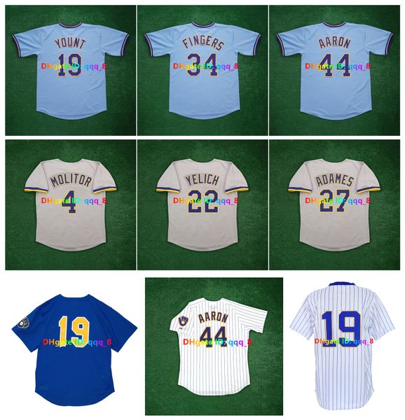 Robin Yount Hank Aaron Brewer Throwback Baseball Jersey Ryan Braun Prince Willy Adames Fingers Paul Molitor Cecil Cooper Christian Yelich HIDEO NOMO Größe S-4XL