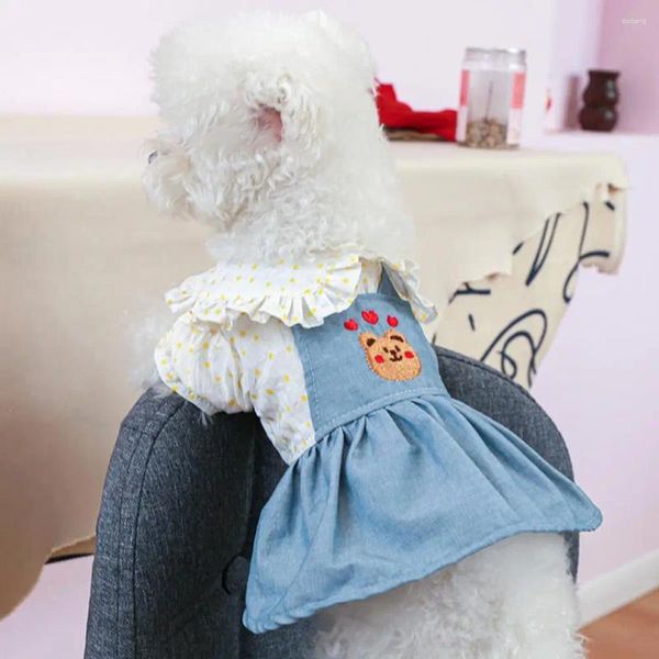 Abbigliamento per cani Abito da orsacchiotto alla moda Elegante gonna per animali domestici in poliestere adorabile Collo a pois Principessa dell'orso per esterno