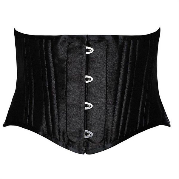 24 Torso corto con disossamento piatto doppio Allenatore in vita con disossamento in acciaio Shaper per il corpo Corsetto sottoseno in raso Cintura dimagrante per donna Nero Bianco XS-3296a