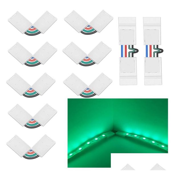 L forma 4 pinos conectores ângulo ajustável acessórios de iluminação tiras led conector 10mm largura 5050 3528 smb leds luzes de tira 90 d