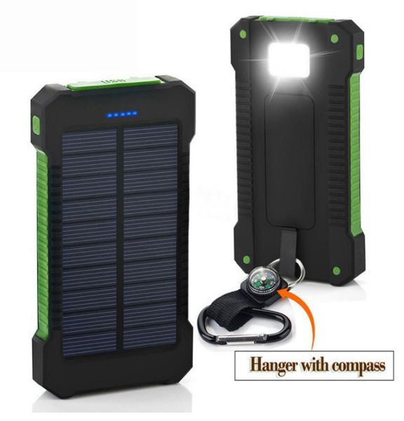 Banco de energia solar à prova dwaterproof água 30000mah carregador solar 2 portas usb carregador externo powerbank para xiaomi mi iphone 8 smartphone mo9605301